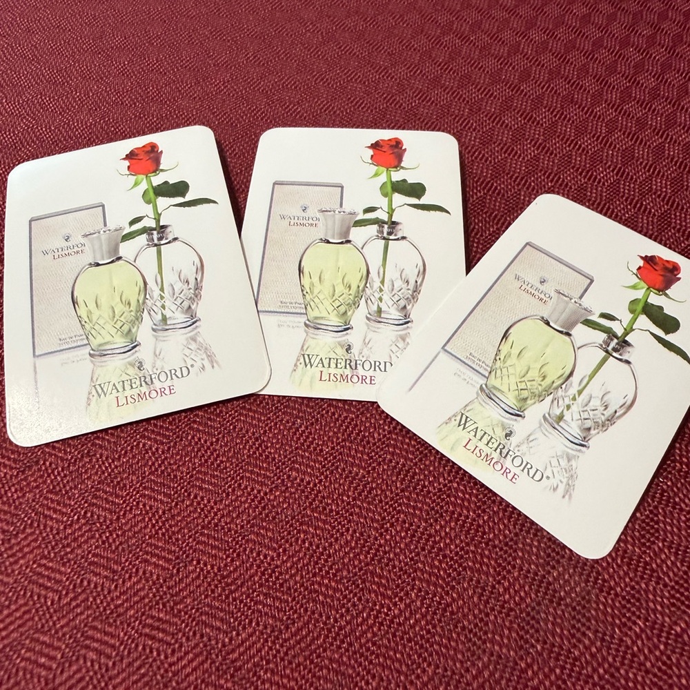 Waterford Lismore Coasters with White and Red Design